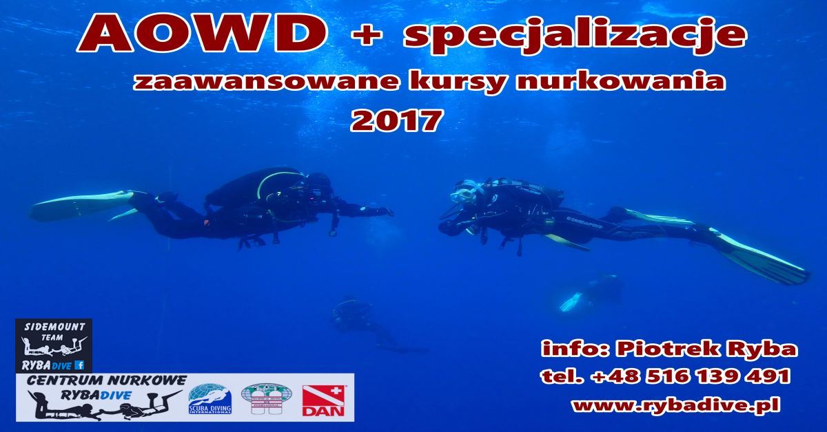 AOWD kursy 2017 nurkowania zaawansowane + specjalizacje